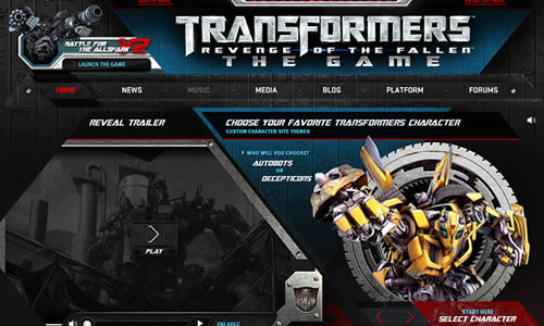 Transformers: Revenge of the Fallen Game Website