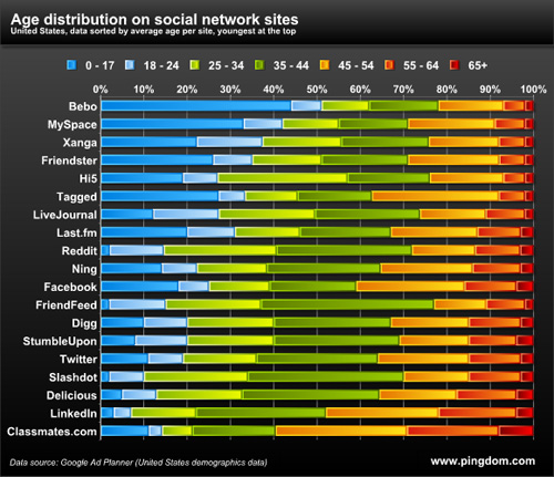 Age Distribution on Social Network Sites 55 Interesting Social Media Infographics