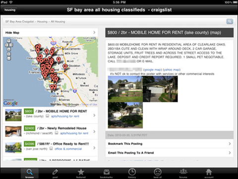 Craigslist for iPad by Next Mobile Web 01 40 Useful iPad Apps for Web Designers