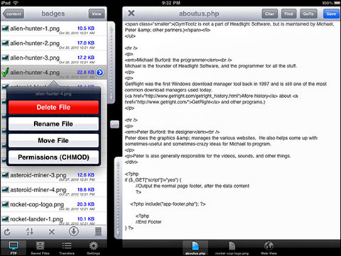 FTP On The Go PRO By Headlight Software 02 40 Useful iPad Apps for Web Designers