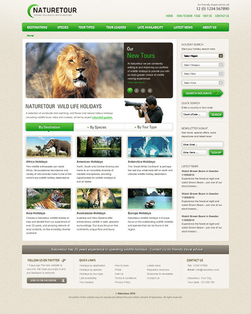 NatureTour 40 (Really) Beautiful Web Page Templates in Photoshop PSD