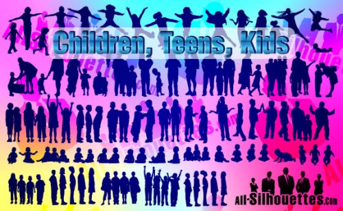 children 85 Free High Quality Silhouette Sets