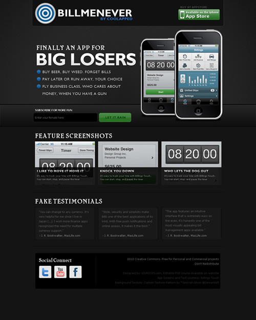 dark iphone 40 (Really) Beautiful Web Page Templates in Photoshop PSD