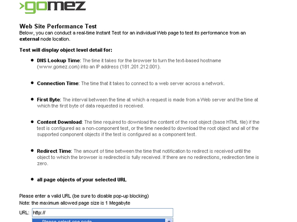 gomeznetworks 18 Website Speed and Performance Checking Tools