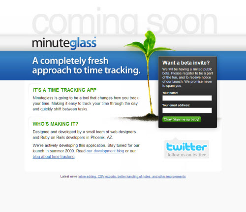 minuteglass 7 Types of “Coming Soon” Page Design (With Examples)