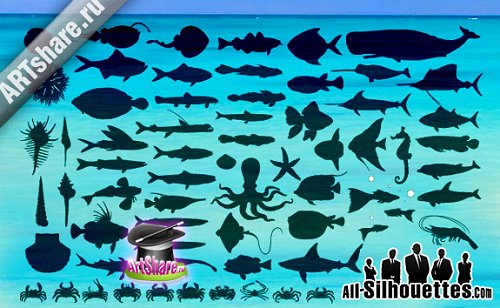 ocean creatures 85 Free High Quality Silhouette Sets