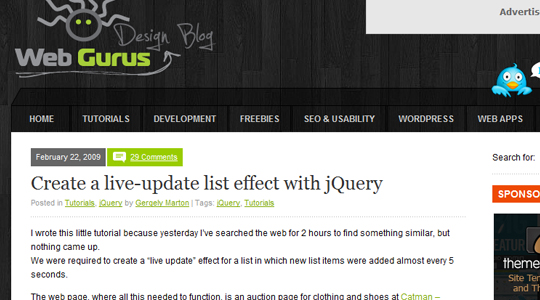 Live update list with jQuery