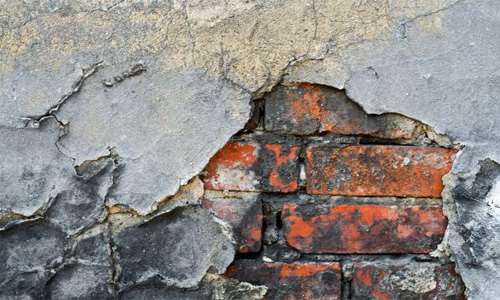 Brick Cracked Damaged Dirty Grunge Old Plaster Wall 