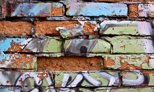 Brick Damaged Graffiti Grunge Peeling Spray Wall